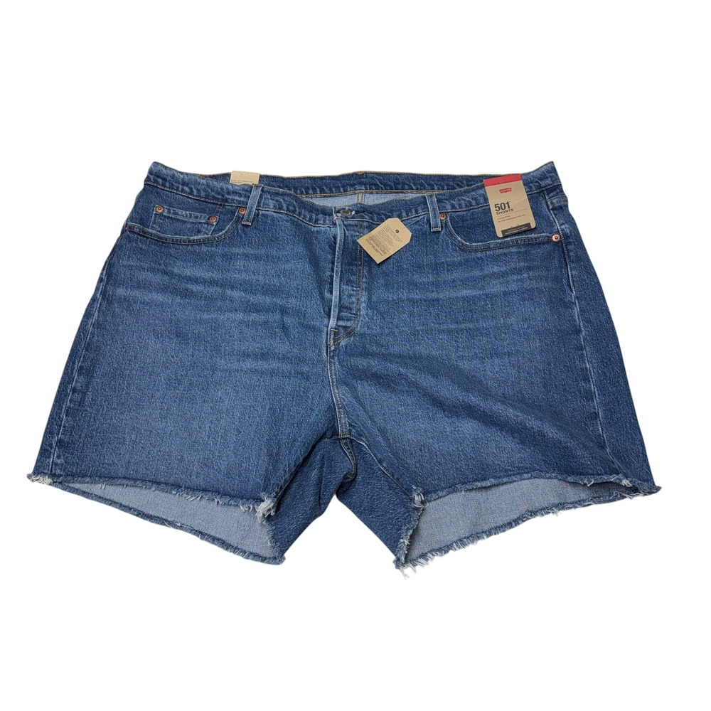 NWT Levis 501 Original High Rise Denim Shorts Womens 24W W44 L5 Plus Medium Wash